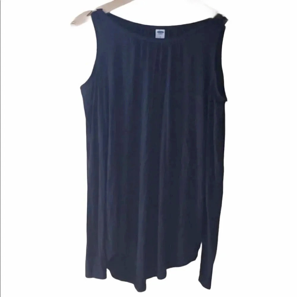 Old Navy Cold Shoulder Top Small Black Pleated Long Sleeve Jersey Knit